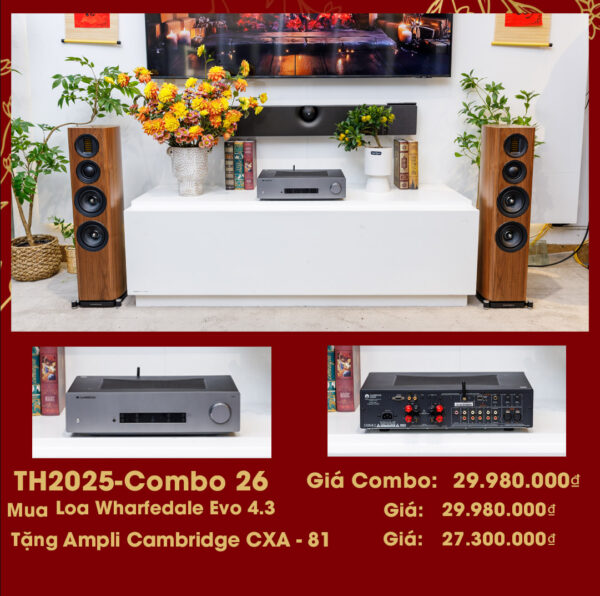 TH2025-Combo 26 | Mua Loa Wharfedale Evo 4.3 Tặng Ngay Ampli Cambridge CXA-81